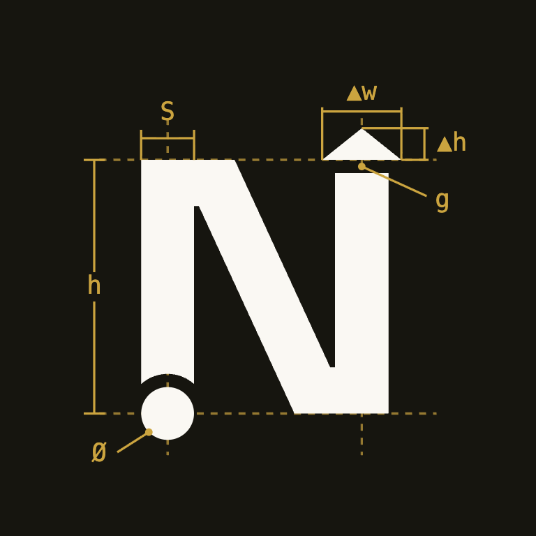 Construction of the Nomad N, dimensioned in stem-units S